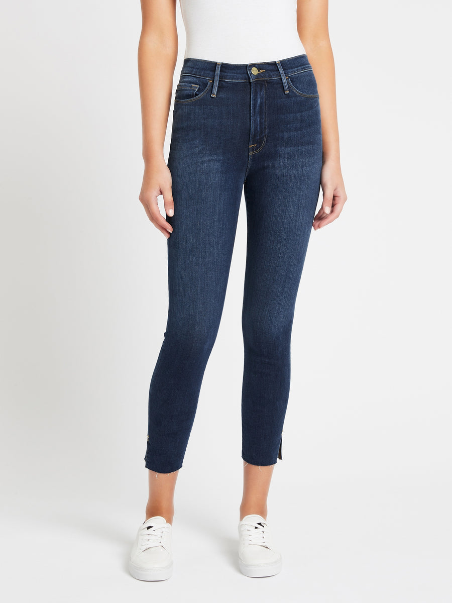 Frame Ali High-Rise Cigarette Frayed Hem Jeans in Van popular Ness