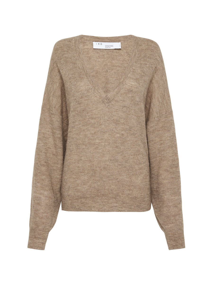 IRO Electra V Neck Knit Sweater in Mixed Taupe – Order Of Style