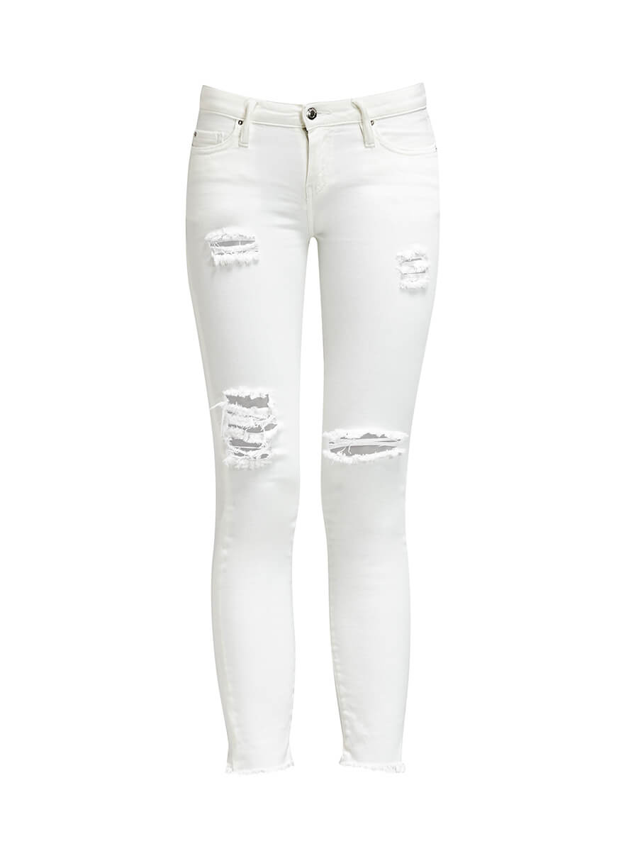 Free People Womens Ripped Skinny Fit Jeans, Off-White, 30