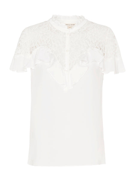 Rebecca Taylor Off-White sold Lace Sleeveless Peplum Top, 10